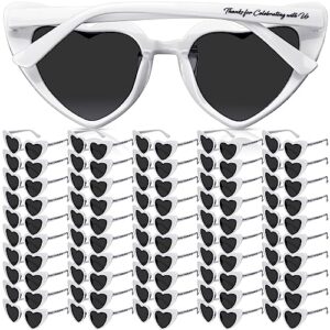 vabean 50 pcs wedding bridal sunglasses party favors for guests bulk heart shaped sunglasses bachelorette sunglasses favors gift (white)