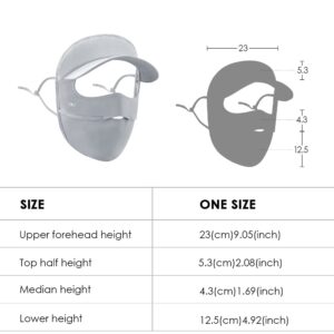 OHGOLF Women Anti UV Face Cover UPF 50+ Summer Full Face Mask Wide Brim Breathable Sunscreen Sports Face Covering SLN4M237T Grey