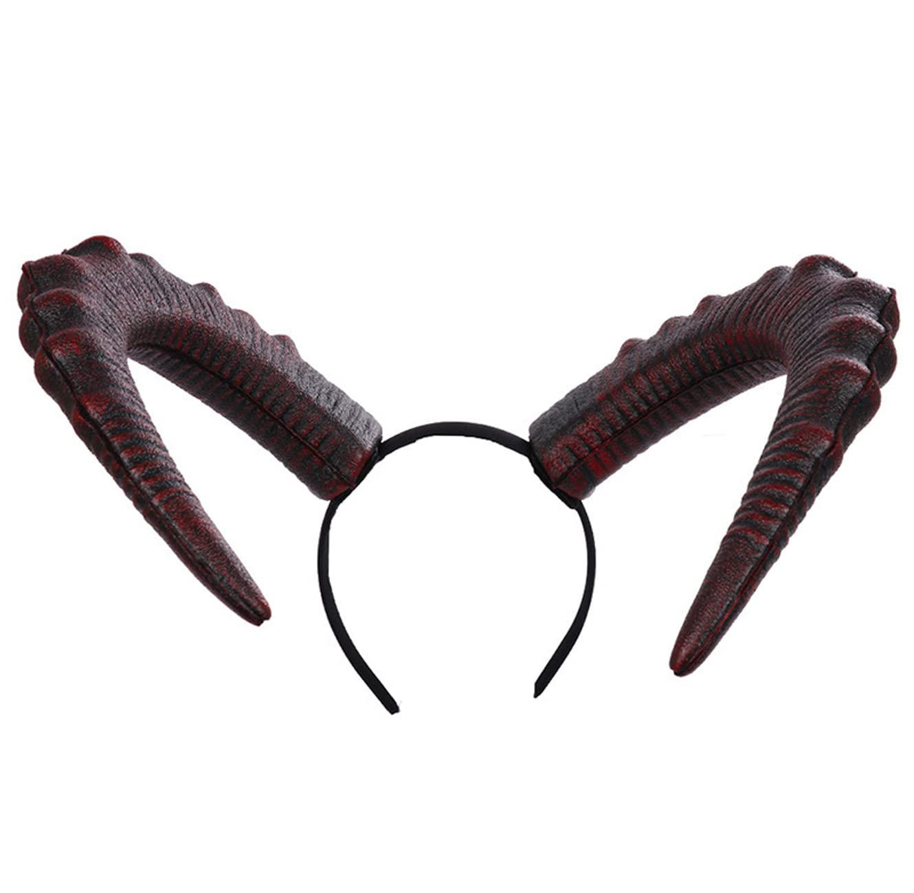 L'VOW Gothic Demon Horn Headband Realistic Long Devil Horn Headpiece for Halloween Costume Cosplay (Red)