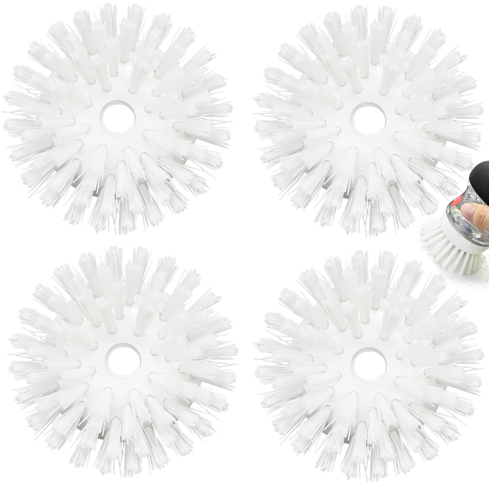 Palm Brush Refills for OXO Good Grips Soap Dispensing Dish Brush - 4 Pack Cleaning Replacement Brush Head for OXO Palm Brush(White)