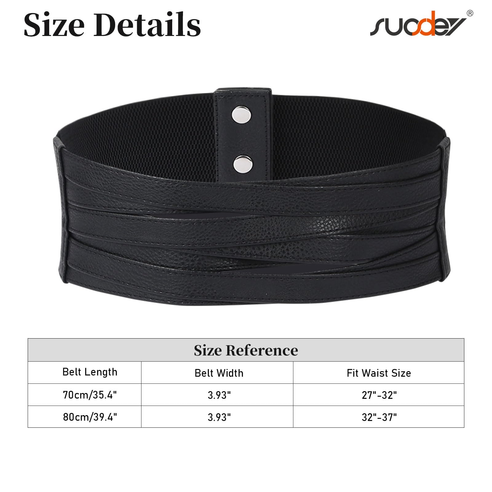 SUOSDEY Women Faux Leather Braided Waist Belt for Dress Elastic Stretch Belt for Ladies Wide Waist Belt for Women