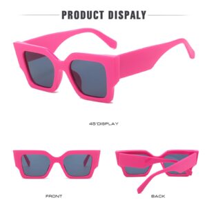 SORVINO Trendy Square Sunglasses for Women Ladies Square Oversized Frame Sun Glasses Hot Pink Black Sunnies