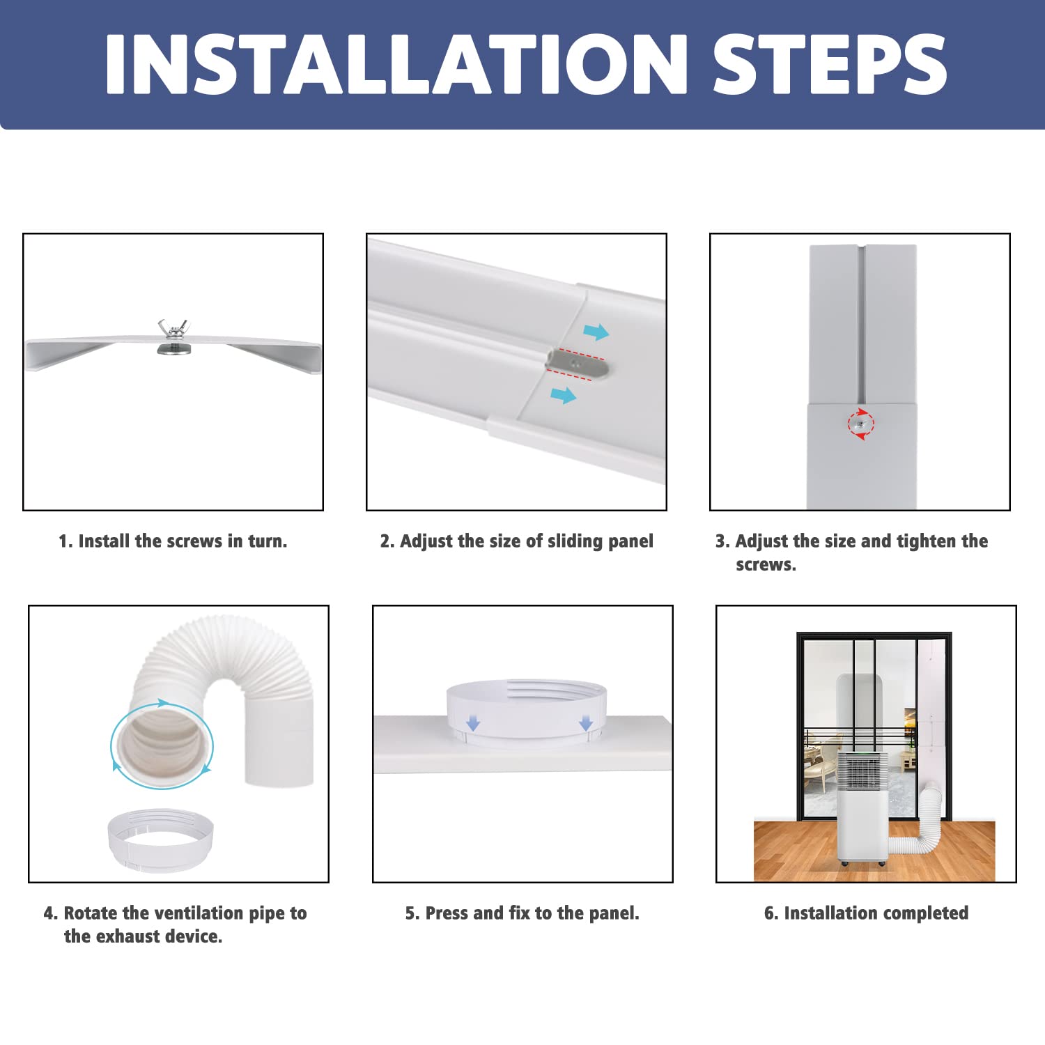 Alpine Hardware Portable Air Conditioner Window Kit with Coupler Adjustable Window Seal for AC Unit, Sliding AC Vent Kit for Exhaust Hose, Universal for Ducting with 5.9 Inches Diameter