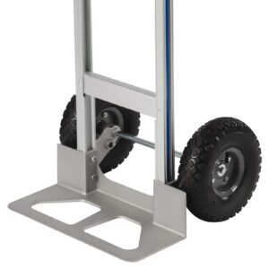 Hand Truck Dolly, Industrial Strength Heavy Duty Aluminum Dolly Cart for Moving - 440 Pound Capacity - 9.8" Rubber Wheels (Silver, 440 LB Capacity)