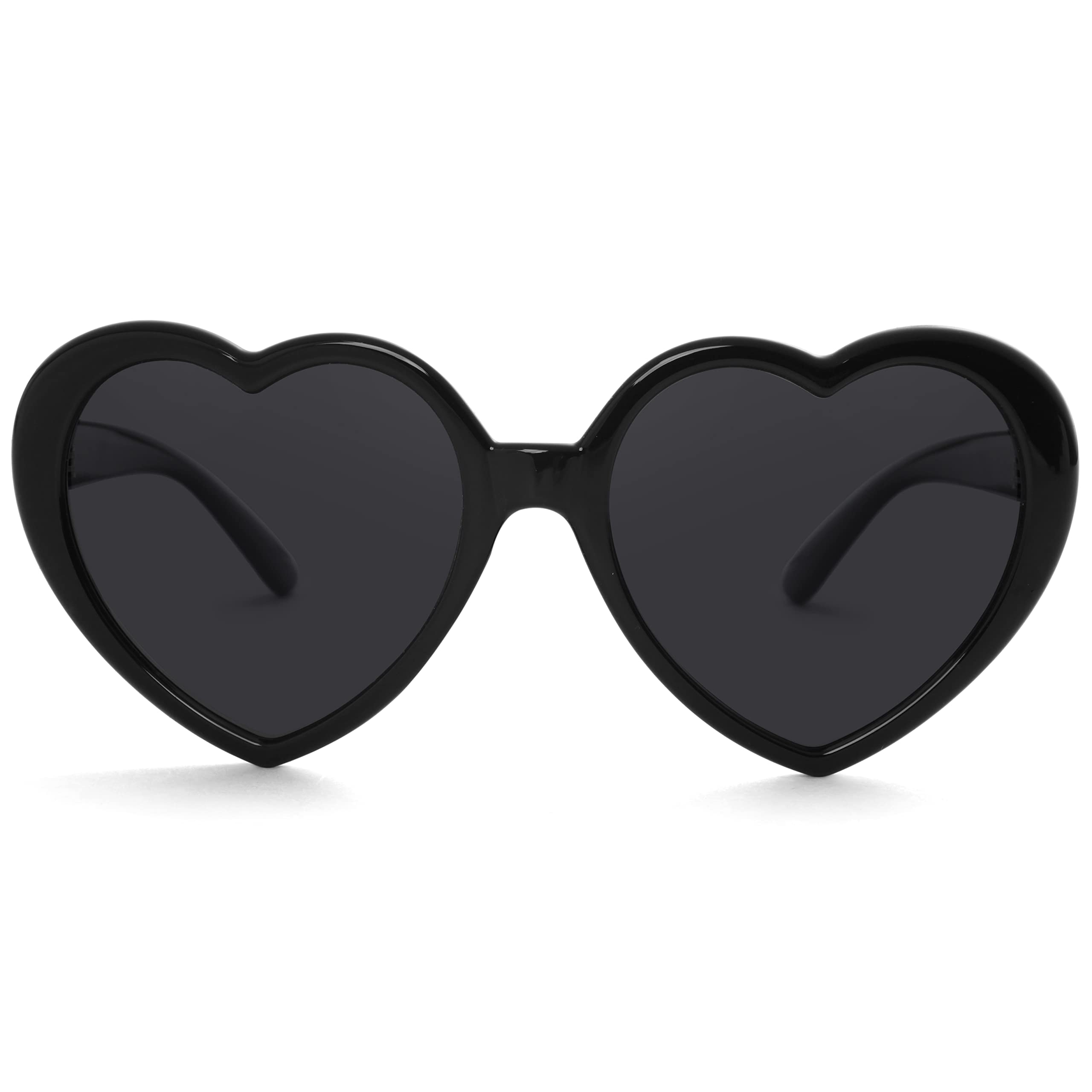 Kursan Black Heart Sunglasses for Women Polarized Lovely Shaped Cute Sun Glasses Shades UV400 (Bright Black/Black)