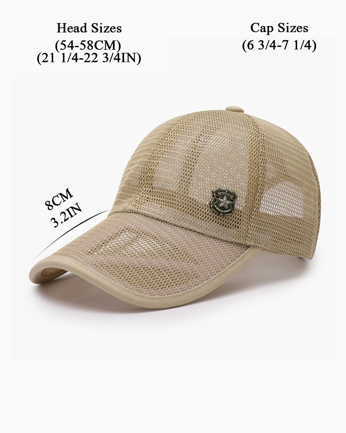 Marotow Full Mesh Baseball Cap for Men and Women, Unisex Breathable Full Mesh Baseball Cap, Summer Mesh Baseball Hat (Khaki)