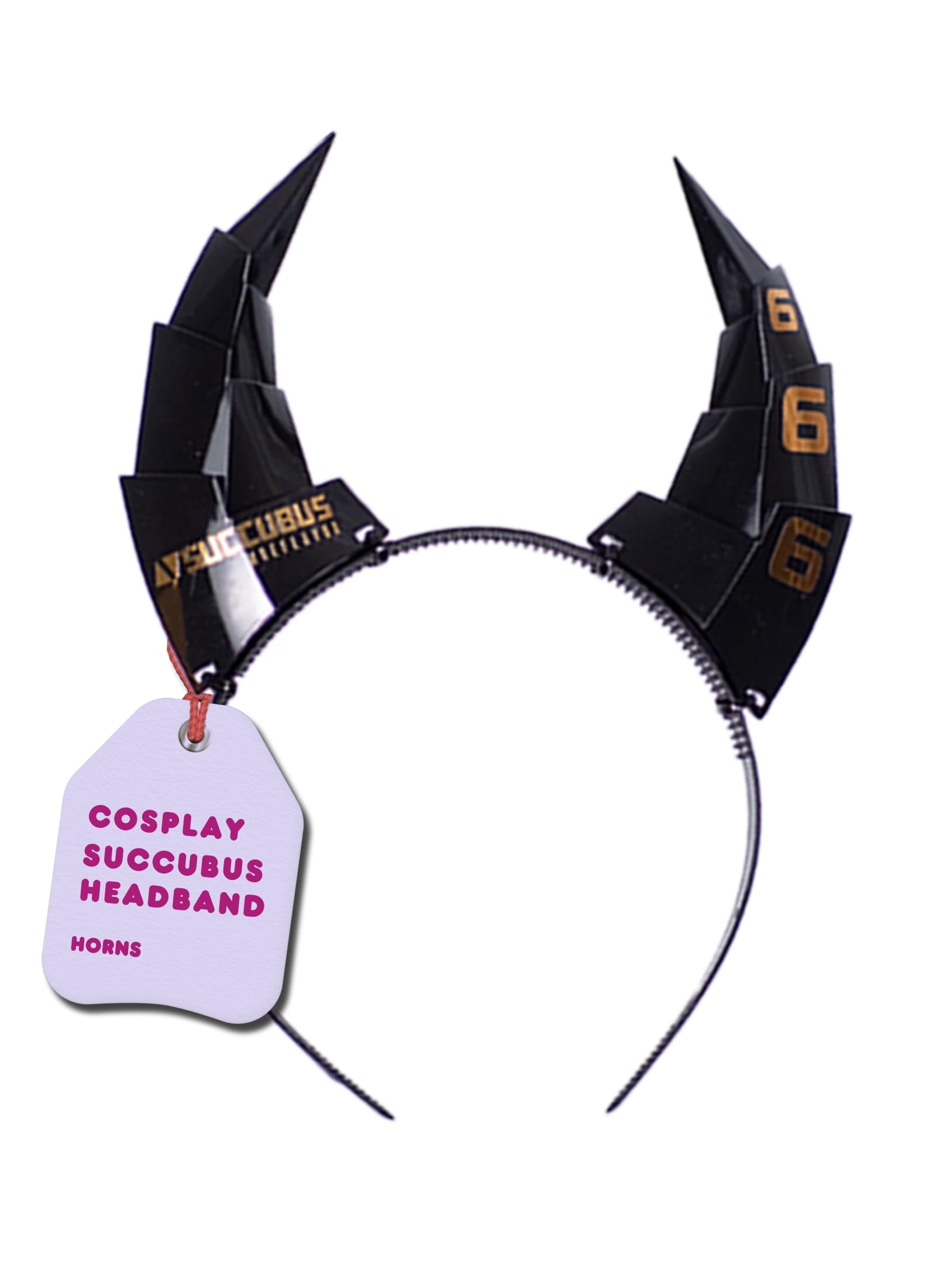 MOEFLAVOR Cyber Succubus Headband | Devil Horns Kawaii Anime Cyberpunk Head Band Matches Any Halloween and Cosplay Costume