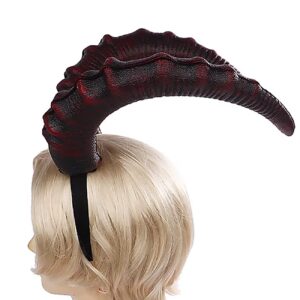 L'VOW Gothic Demon Horn Headband Realistic Long Devil Horn Headpiece for Halloween Costume Cosplay (Red)