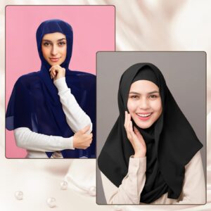 Newcotte 12 Pcs Soft Chiffon Scarves Shawl 12 Solid Color Long Scarf Chiffon Hijab for Women Hair Head Wraps for Evening Dresses, 70 x 28 Inches