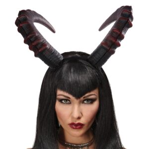 L'VOW Gothic Demon Horn Headband Realistic Long Devil Horn Headpiece for Halloween Costume Cosplay (Red)