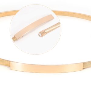 VONMELLI Skinny Elastic Metal Cinch Belt for Dress Stretch Thin Waist Belt for Women Gold Tone M