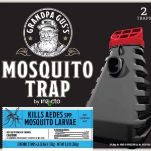 Grandpa Gus's Outdoor Mosquito Trap, Water-Activated Insecticide-Texturized Mosquito Larvae Killer, Protects up to 1500 sq ft (Pack of 2)