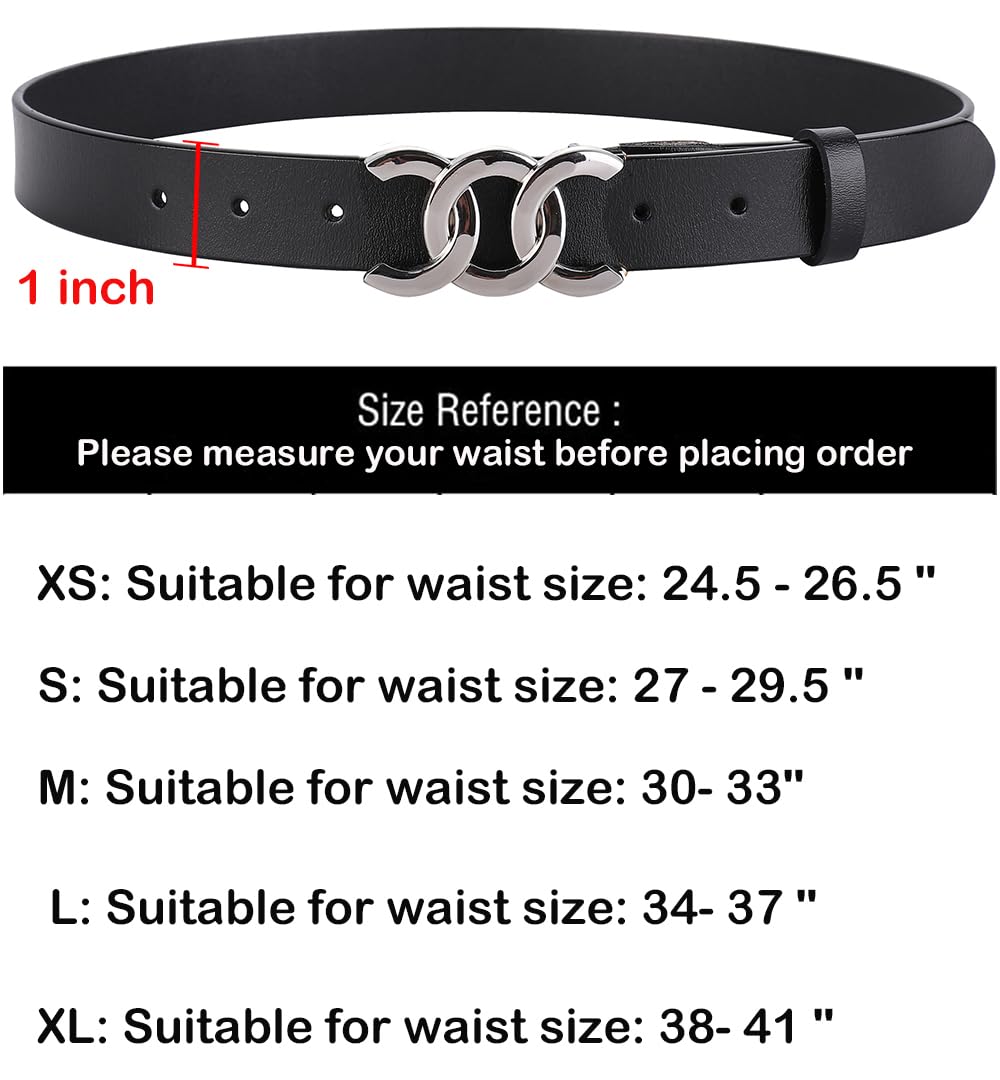 ALAIX Women's Belt Gold/Silver Buckle Belt Black leather belt Fashion Dress Pants Jeans belts for women