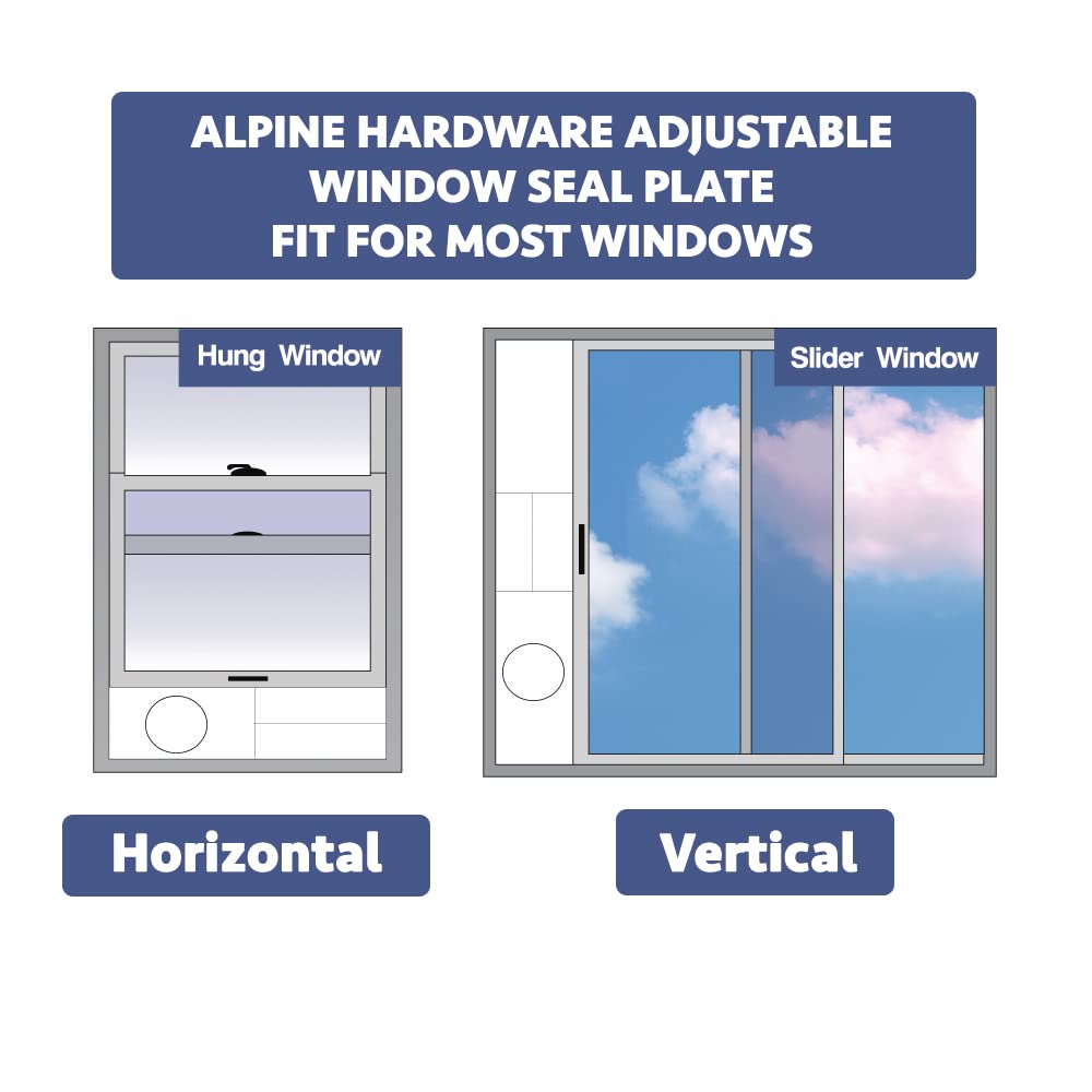 Alpine Hardware Portable Air Conditioner Window Kit with Coupler Adjustable Window Seal for AC Unit, Sliding AC Vent Kit for Exhaust Hose, Universal for Ducting with 5.9 Inches Diameter