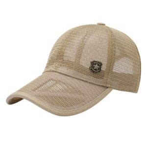 Marotow Full Mesh Baseball Cap for Men and Women, Unisex Breathable Full Mesh Baseball Cap, Summer Mesh Baseball Hat (Khaki)