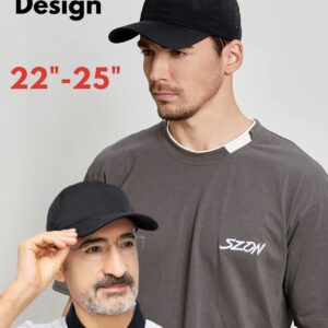 Oversize XXL Baseball Caps,Quick Dry Mesh Sports Hat for Big Heads 22"-25"，Waterproof Lightweight Running Sun Hat. (Black)