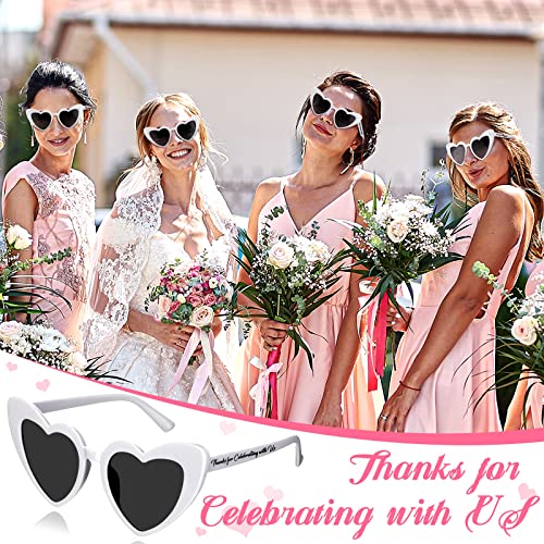 Vabean 50 Pcs Wedding Bridal Sunglasses Party Favors for Guests Bulk Heart Shaped Sunglasses Bachelorette Sunglasses Favors Gift (White)