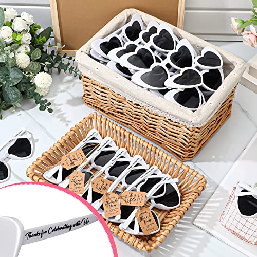 Vabean 50 Pcs Wedding Bridal Sunglasses Party Favors for Guests Bulk Heart Shaped Sunglasses Bachelorette Sunglasses Favors Gift (White)