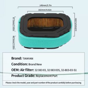 TIANYAN 32 083 03-S Air Filter+52 050 02-S Oil Filter Replacement for Kohler SV710 SV715 SV720 SV730 SV735 SV740 SV810 SV820 SV830 SV840 Engine 20HP - 27HP Lawn Mower Replace 32 083 03, 32 083 03S