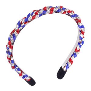 rhinestone headbands patriotic crystal red white blue stripes twist hairband 4th of july holiday party hair accessories for women