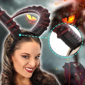 L'VOW Gothic Demon Horn Headband Realistic Long Devil Horn Headpiece for Halloween Costume Cosplay (Red)