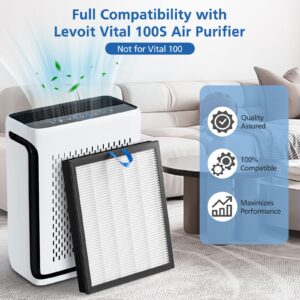 2 Pack Vital 100S Replacement Filter Compatible with LEVOIT Vital 100S Air Purifie-r, 3-in-1 H13 Grade True HEPA, High-Efficiency Activated Carbon Vital 100S-P Filter, Vital 100S-RF