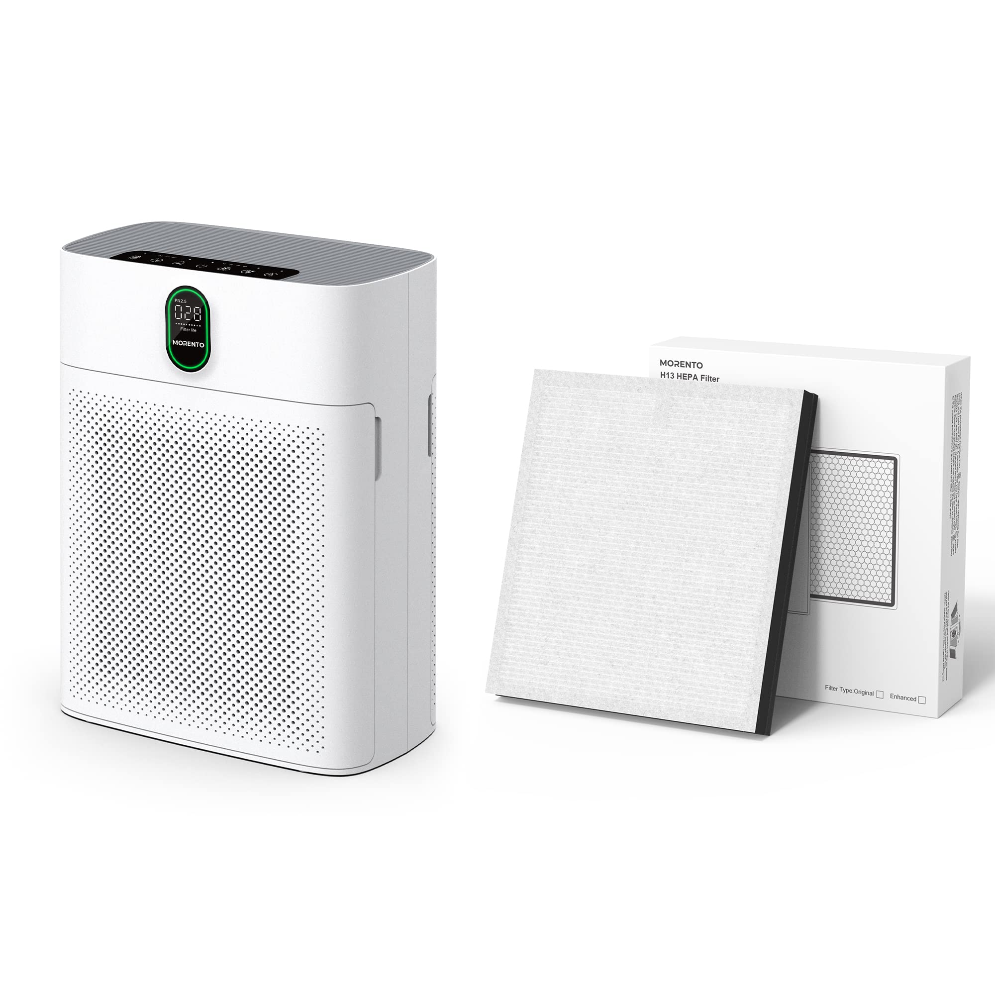 MORENTO HY4866 Air Purifiers with HY4866 Enhanced Filter 2P, White