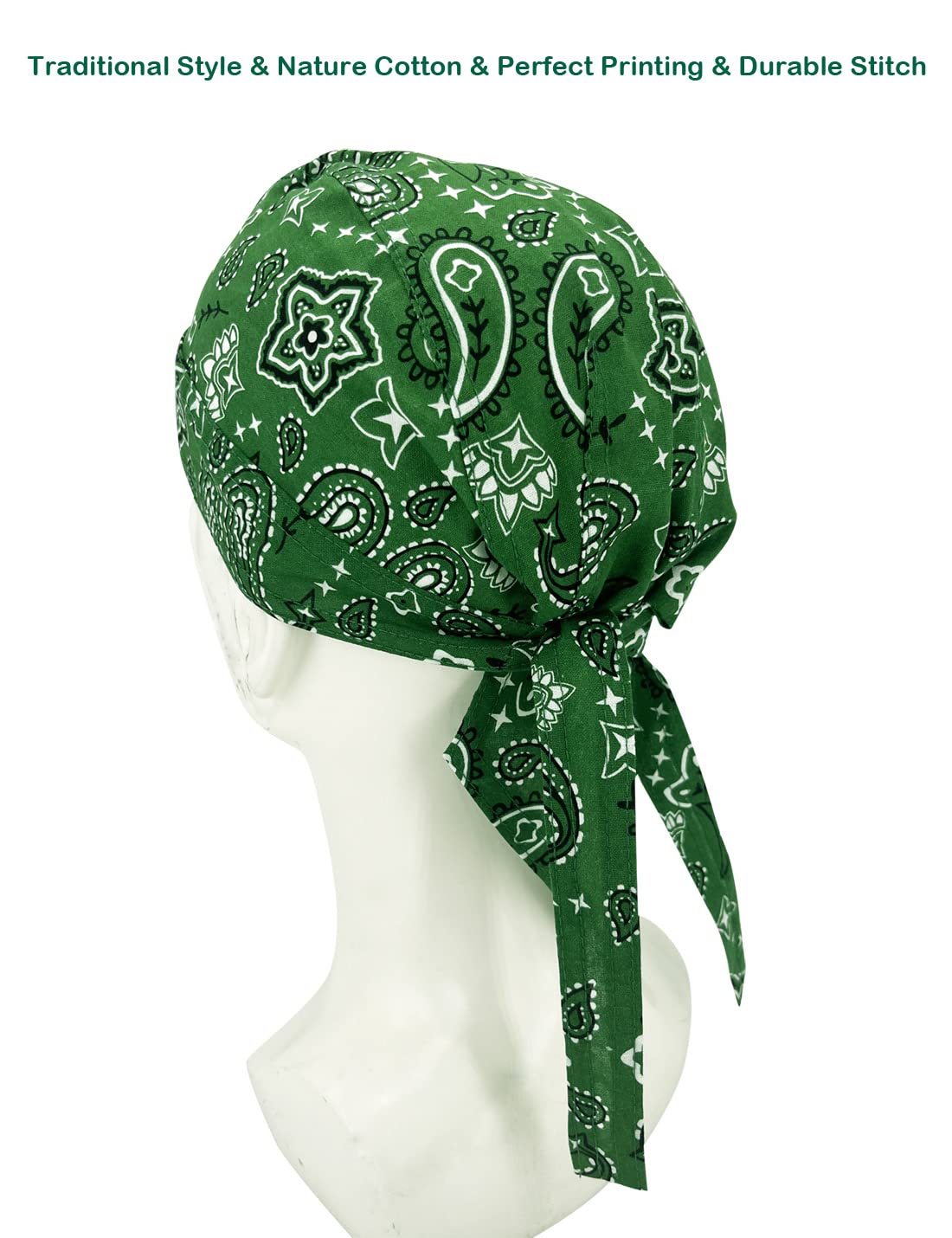 Cotton Doo Rags Skull Bandana Motorcycle Dew Rags Head Wrap Cycling Sweat Hard Helmet Liner Paisley Chef Hats Do Rag Welder Welding Rag Caps for Men and Women (Paisley Pack)