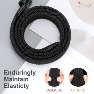 JASGOOD Women Braided Woven Elastic Stretch Belt Men Web Casual Belt for Pants Jeans(Beige,Gold Buckle,Fit Pant Size 26-31inch)