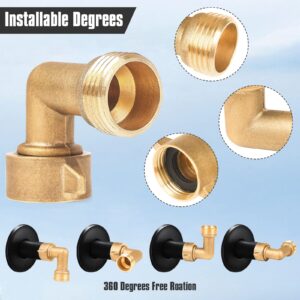 JuKonn,90 Degree Hose Elbow, Garden Hose Elbow For RV Water Hoses, 3/4" Solid Brass Hose Connect, Residential Outdoor Faucets, Rv Freshwater Hoses &Fittings 2 Pack