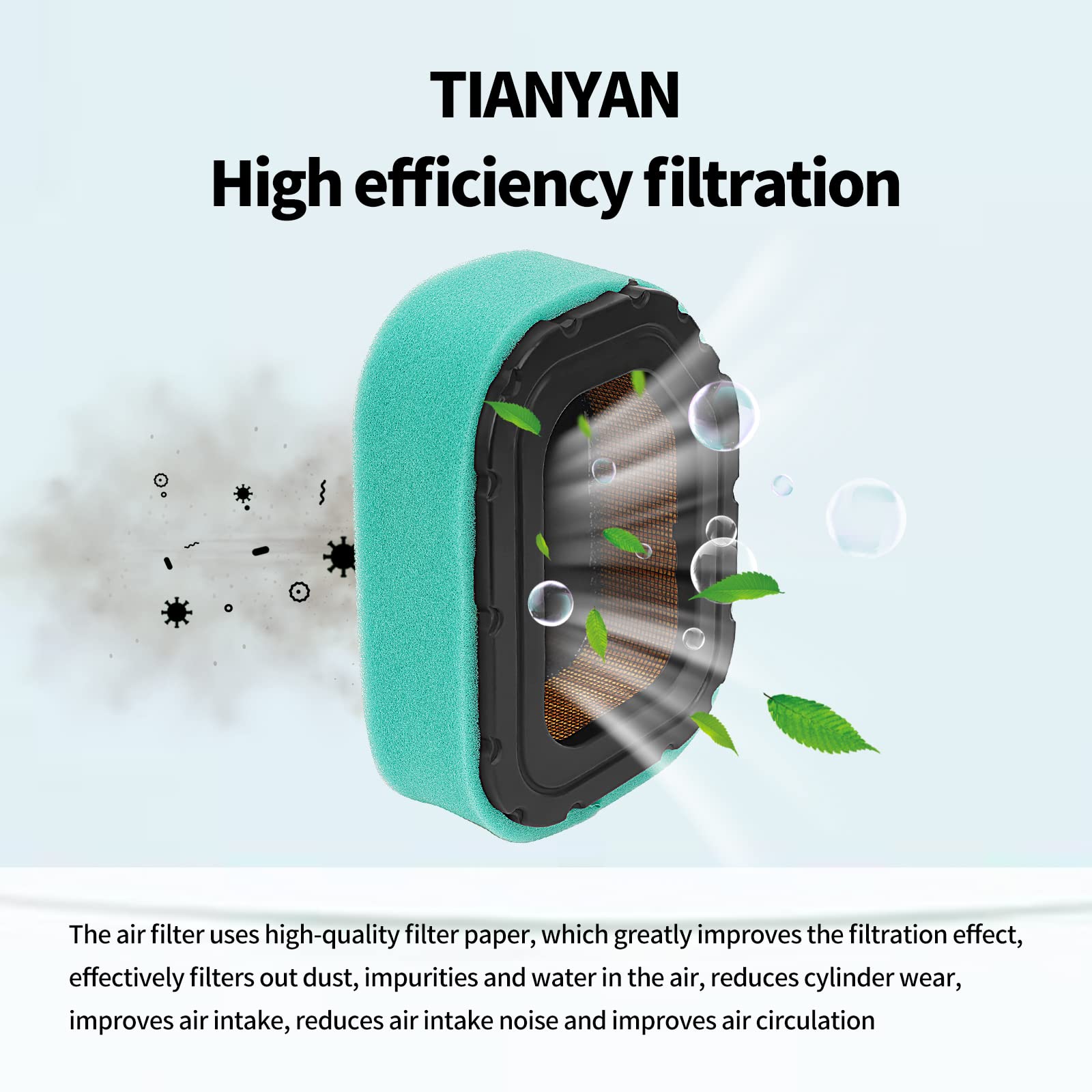 TIANYAN 32 083 03-S Air Filter+52 050 02-S Oil Filter Replacement for Kohler SV710 SV715 SV720 SV730 SV735 SV740 SV810 SV820 SV830 SV840 Engine 20HP - 27HP Lawn Mower Replace 32 083 03, 32 083 03S