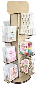 4-sided rotating display stand - stationary, greeting cards, stickers, postcards, coasters, napkins - heavy-duty, smooth rotation, easy to assemble, craft shows, trade shows, farmers markets (natural)