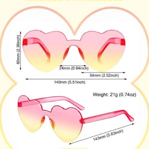 LIULIUBTY Heart Shaped Rimless Sunglasses, Bachelorette Party Cool Sunglasses 12 Pack, Colorful Plastic Funky Sunglasses Party Favors (Gradient colors)