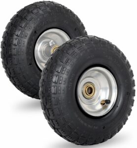 4.10/3.50-4 pneumatic tire, 10" tire and wheel, 2 pack, with 2.2" offset hub, 5/8" axle bore hole, sealed bearings, for hand truck trolley dolly cart