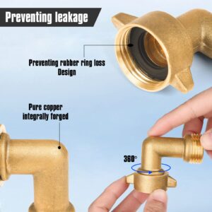 JuKonn,90 Degree Hose Elbow, Garden Hose Elbow For RV Water Hoses, 3/4" Solid Brass Hose Connect, Residential Outdoor Faucets, Rv Freshwater Hoses &Fittings 2 Pack