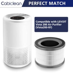 Vista 200 Replacement Filter, Compatible with LEVOIT Vista 200 Air Purifier, 3-in-1 H13 Grade True HEPA Replacement Filter, Compared Part #Vista 200-RF, 2 Pack