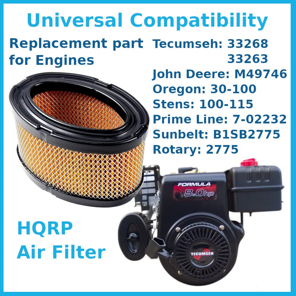 HQRP Filter Compatible with DeVilbiss Powerback GT5000 GT5250 5000 5250 10HP, Generac PP5000T 5000 6250 watt, Coleman PowerMate 5000 watt Generator Engines, Replacement for Tecumseh 33268 33263