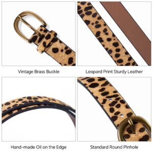 JIEDE Womens Leopard Print Belt Animal Print Belt for Women Leather Waist Belt Zebra Belts for Jeans/dress(Leopard Width-28mm,M - Fits Waist 33''-37'')