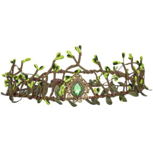 mostory handmade green woodland elf crown - forest fairy headpiece elven circlet medieval leaf tiara for women girls renaissance fair halloween cosplay costume