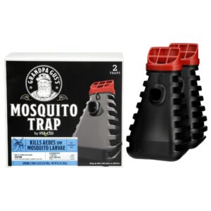 grandpa gus's outdoor mosquito trap, water-activated insecticide-texturized mosquito larvae killer, protects up to 1500 sq ft (pack of 2)