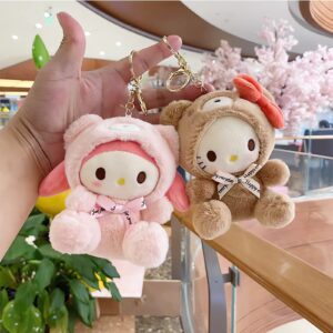 Sicpfuj Cute Plush Keychain for Women Girls, 5" Lovely Keychain Decorative Accessories, Purse Bag Backpack Charm