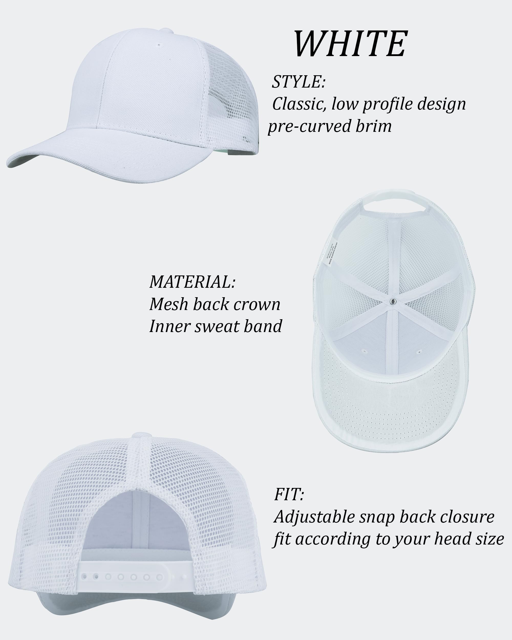 Gelante Mesh Trucker Baseball Cap Structured Front Panel Wholesale LOT 12 Pack TR001 White