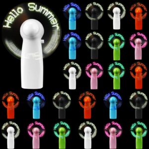 kittmip 24 pcs portable handheld fan mini battery powerful fan hello summer led fan small personal fan party favor summer gift for travel office outdoor