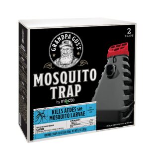 Grandpa Gus's Outdoor Mosquito Trap, Water-Activated Insecticide-Texturized Mosquito Larvae Killer, Protects up to 1500 sq ft (Pack of 2)