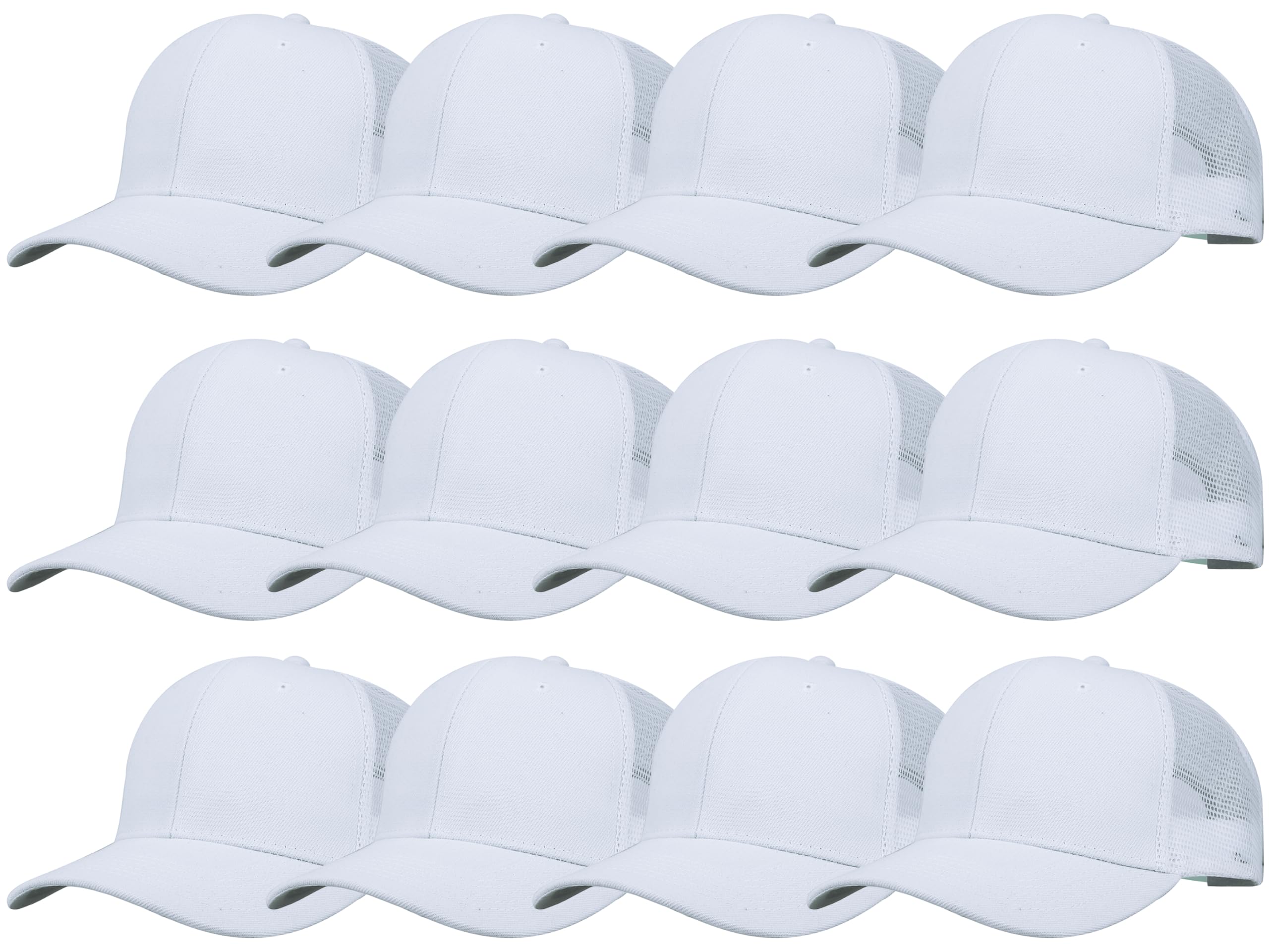 Gelante Mesh Trucker Baseball Cap Structured Front Panel Wholesale LOT 12 Pack TR001 White