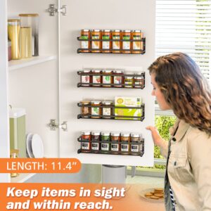 Bunoxea Spice Rack wall mounted 4 Pack, Space-Saving Spice Organizer for Spice Jars and Seasonings,Screw or Adhesive Hanging Spice Rack Organizer for Your Kitchen Cabinet,or Pantry Door