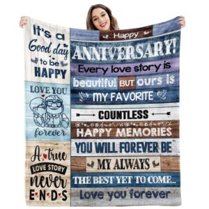 qixnzagr wedding anniversary blanket gifts for him her best romantic anniversary marriage gifts for wife husband men women happy anniversary for couple mom dad parents custom blanket 60 x 50 inches