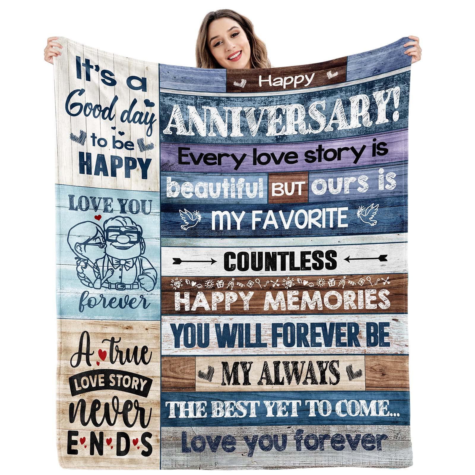 qixnzagr Wedding Anniversary Blanket Gifts for Him Her Best Romantic Anniversary Marriage Gifts for Wife Husband Men Women Happy Anniversary for Couple Mom Dad Parents Custom Blanket 60 X 50 Inches