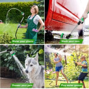 RESTMO Metal Watering Wand, Heavy Duty Garden Hose Wand with 180° Swivel Ratcheting Head, 16-Inch Hose Nozzle Sprayer with 7 Spray Patterns and Flow Control, Ideal to Water Hanging Baskets and Shrubs