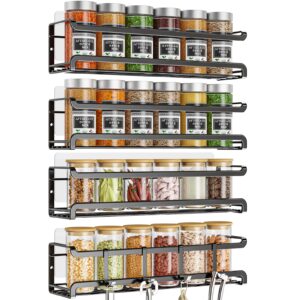 bunoxea spice rack wall mounted 4 pack, space-saving spice organizer for spice jars and seasonings,screw or adhesive hanging spice rack organizer for your kitchen cabinet,or pantry door